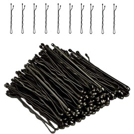 PKOUVOO Bobby Pins , 100 PCS Hair Pins Black Metal Hair Grips Clips, Waved Hair Pins for Women Girls and Hairdressing Salon (black)