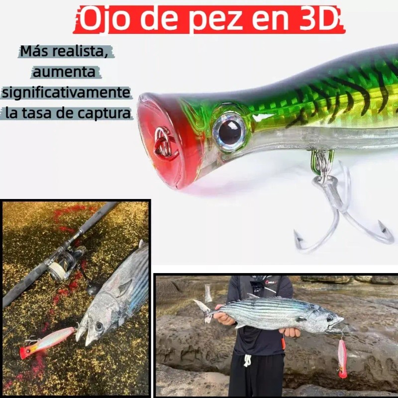 4 Señuelos Popper De 43g Kit Pesca Superficial Mar Playa