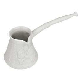 Alar 10 Oz One-Piece Porcelain Coffee Pot "Winnie", Turkish Greek Arabic Coffee Cezve Ibrik Briki Turka, Handmade Triangle Wave Design Jezve