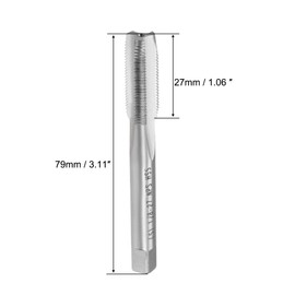 sourcing map Machine Tap, 1/8-27 NPS Pipe Tap 3 Straight Flutes High Speed Steel Screw Thread Threading Tapping Tool