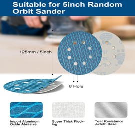 STEBRUAM 125mm Sanding Discs Pads, 100Pcs 600 Grits Sand Paper for Random Disc Sanders & Orbital Sander