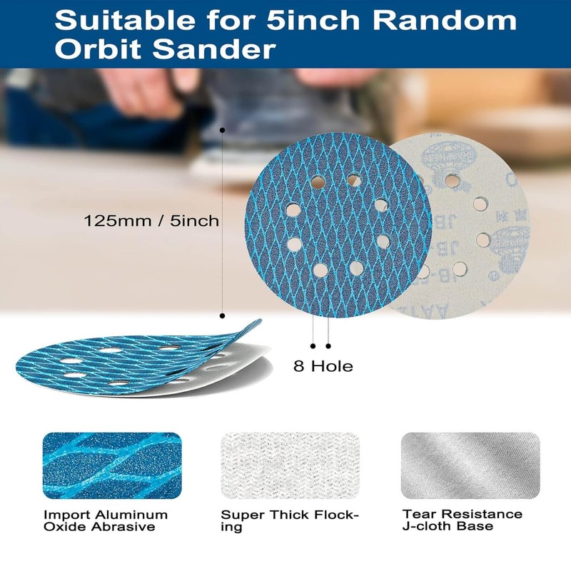 STEBRUAM 125mm Sanding Discs Pads, 100Pcs 600 Grits Sand Paper