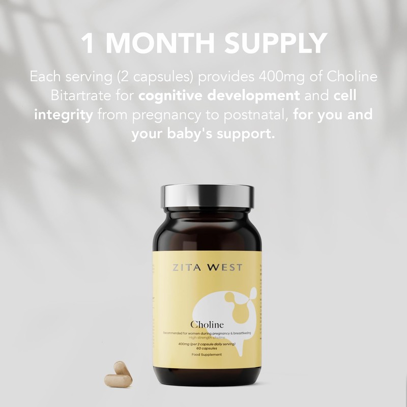 Zita West Choline Supplement - 400mg Choline Bitartrate for Pregnancy