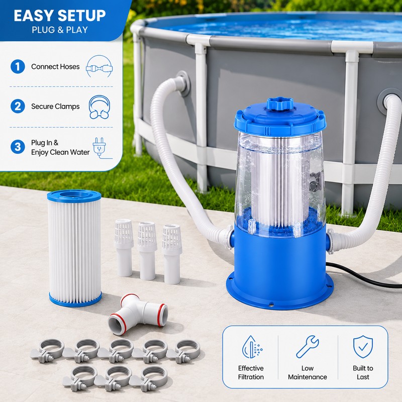 1000 GPH Pool Filter Pump for Above-Ground Pools – Cartridge