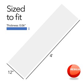 RESILIA Closet Shelf Liner for Wire Shelving – Pack of 4, 12" Wide x 4' Long Heavy Duty Waterproof Liners, Clear PVC Covers for Kitchen Pantry, Bathroom Closet, & Cabinet Storage, Made in The USA