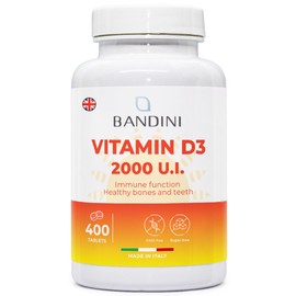 Bandini® Vitamin D 2000 IU - High Strength Vitamin D3 Supplement (Cholecalciferol) - 400 Easy Swallow Micro Tablets (1+ Year Supply) - Vegetarian Vitamins - Immune System Booster & Bone Health Support