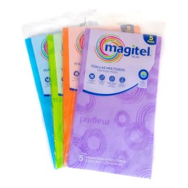Magitel Rollo Telas Multiusos Grandes Toallas Multicolor 5 Pack