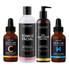 Kit Limpiador Facial + Tonico + Serum Vitamina C + Suero Acido Hialuronico Hidratante Skin Care Suero Cuidado Facial Todo Tipo De Piel Antienvejecimie