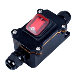 DMWD 110V Waterproof Inline Cord Switch On Off Outdoor Toggle Switch DPST 4Pin 2 Positions AC 20A/125V, 16A/250V Double Outlet with Red Light Rocker Button