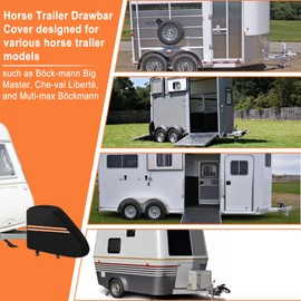 Horse Trailer Drawbar Cover, 600D Protective Cover and Drawbar Cover for Caravans and Horse Trailers, Front Towing Cover Protector for Most Types of Horse Trailers (L:110*104*17cm)