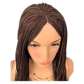 WOW BRAIDS Braided Wigs, Micro Million Braid Wig - Color 30/33 - 12 Inches. Synthetic Hand Braided Wigs for Black Women.