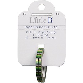 Little B 100569 Decorative Foil Tape, Gold Foil Green Stripes