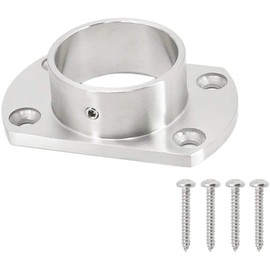 Top Hardware Stainless Steel 316 Oblong Base Flange for 1-5/8"" OD Round Tube Post, 4 Pieces, brush
