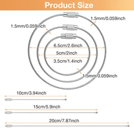 Hotop 150 Pieces Wire Keychain Cable Stainless Steel Key Rings Loop Wire Cable Braided Steel Key Chain (Silver,6 Inch)