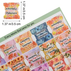 VANRA Bloom Floral Bible Tabs for Women Study Bible 75 Peel-and-Stick Large Print Laminated Bible Index Tabs Flower Bible Journaling Supplies Accessories Book Summaries Labels (Flower 2)