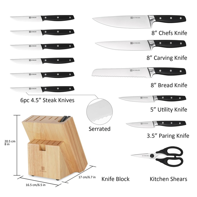 Kitchen Knife Set, Professional 13 Piece Knife Set with Block