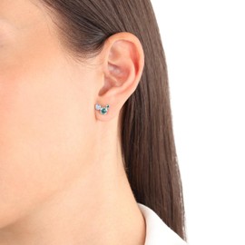 s.Oliver 925 Sterling Silver Stud Earrings for Women, Silver Earrings with Gemstone/Pearl, Rhodium-Plated 925 Silver, Gift for Wife and Girlfriend, Sterling Silver, Cubic Zirconia