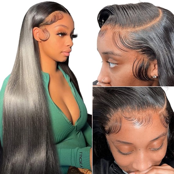 13x4 Transparent Lace Front Wigs 180% Density Human Hair 22 inch MSGEM Brazilian Straight Human Hair HD Lace Frontal Wigs for Black Women Virgin Hair Wig Pre Plucked with Baby Hair Natural Color