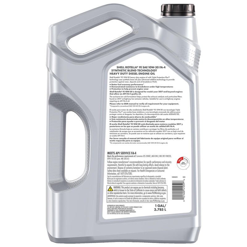 Shell Rotella T5 FE 10W-30 Synthetic Blend Diesel Engine Oil,