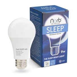Norb NorbSLEEP Low-Blue Sleep Light Bulb – Melatonin-Boosting Nighttime LED for Restful Sleep – for Babies, Kids, & Adults – 9W A19 Dimmable, Natural Evening Spectrum, White Not Amber (1-Pack)