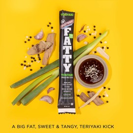 FATTY Meat Sticks, Made with Grass Fed Beef, Pork Raised Without Antibiotics, 12g Protein Per Stick, Teriyaki, Stocking Stuffer, 2 oz. (Pack of 20)