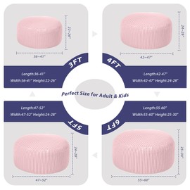 HABUTWAY 3FT Bean Bag Chair, 3' Large Bean Bag Chairs for Adults with Removable Stripe Plush Cover, Memory Foam Beanbag Chair for Living Room Bedroom Dorm，Tender Pink