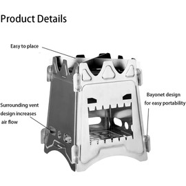 Flatpack Stainless Steel Wood Stove- Lightweight, Durable, Multi-Fuel, Portable & Foldable for Camping, Backpacking, Hiking, and Bushcraft Survival