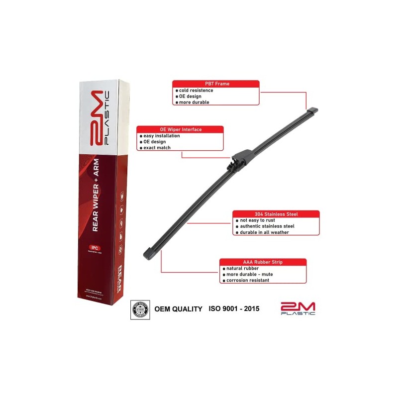 2M PLASTIC Rear Wiper Arm Blade Factory OEM Style Replacement