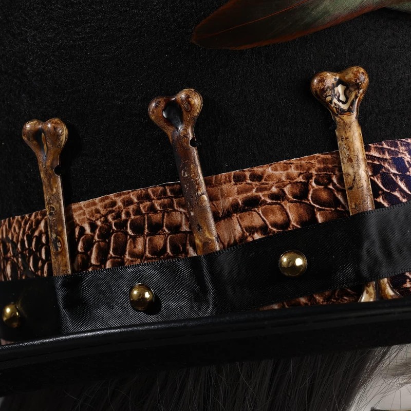 COSDREAMER Women's Voodoo Hats Witch Doctor Hat Skull Feathers Hat