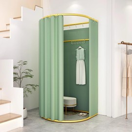 Clothing Store Fitting Room with Shading Curtain, Portable Temporary Mobile Privacy Protection Dressing Room, Foldable Mall Simple Changing Room and Temporary Mobile Room, 200x100x95cm(Green)