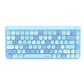 UBOTIE Portable Bluetooth Colorful Computer Keyboards, Wireless Mini Compact Retro Typewriter Flexible 84Keys Design Keyboard (Blue-Colorful)