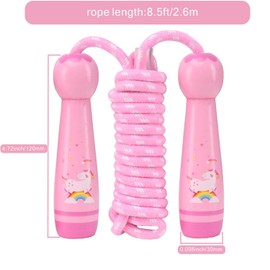 Jump Rope for Kids, Adjustable Toddler Jump Rope with Wooden Handle and Cotton Rope, Cute Skipping Rope for Boys and Girls Fitness Workout Exercise 8.5 Ft(Pink)