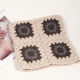 Crochet Hat for Women Cute Beanie Hat Cat Ears Cap Autumn and Winter Handmade Knitted Kawaii Slouchy Mixed Color (US, Numeric, 6 3/4, 7 1/2, Beige and Grey)