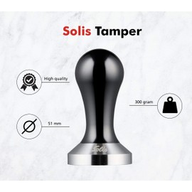Solis Barista Tamper 51 mm - Kaffe Zubehör/Barista Zubehör für Espressomaschinen mit 51 mm Siebträger - Abnehmbarer Griff - Rostfreier Edelstahl - Silber