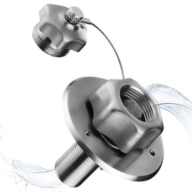 Senhozi RV City Water Inlet with Check Valve, All Metal RV Water Inlet with 3/4 GHT Female 1/2 NPT Male Connection. RV Water Inlet Replacement for Camper Motorhome Trailer Marine, SE004BN