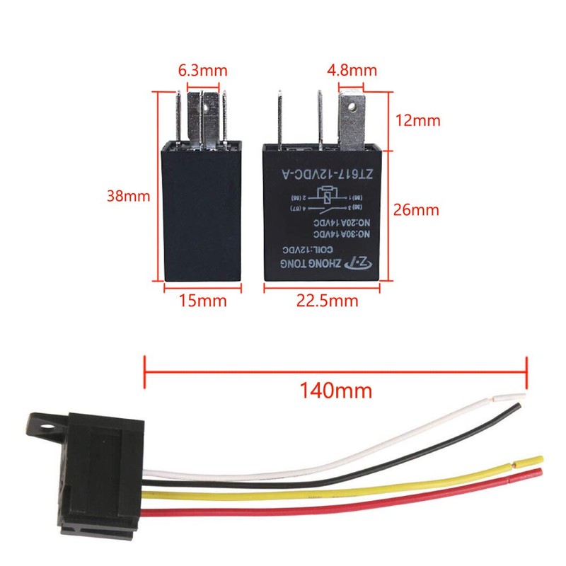 ESUPPORT Car Heavy Duty Relay Switch 12V 30A SPST 4Pin