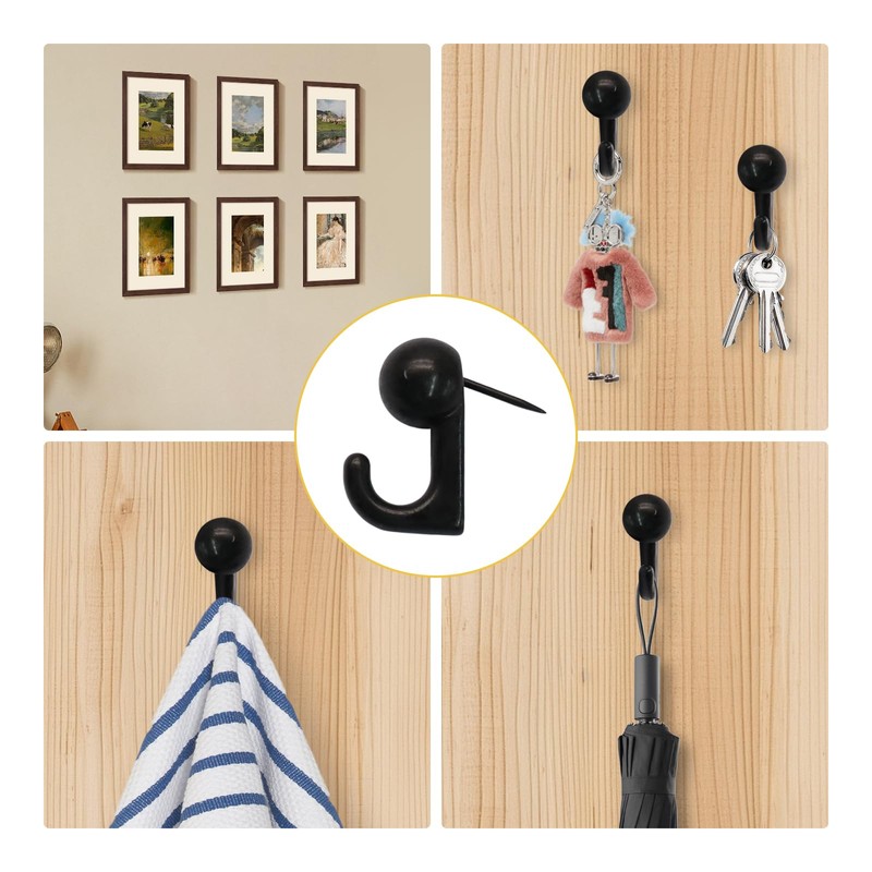 Cionyce 30 Pcs Metal Push Pin Hooks, Wall Pins for