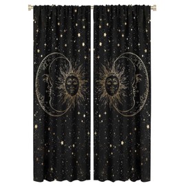 NC Sun, Moon and Stars Art Curtain Interior Decoration 42x45in
