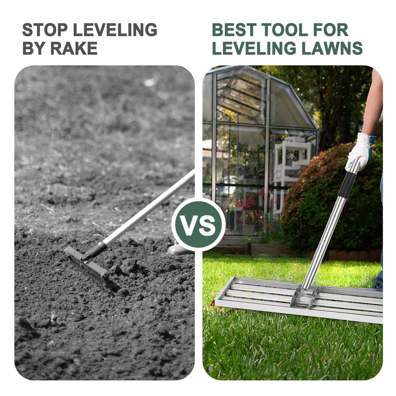 XDMURYM Lawn Leveling Rake 17*10 inch,Stainless Steel Lawn Leveler with