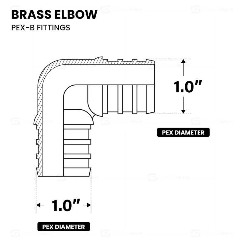 Supply Giant QYMO0100-OM x PEX 90 Degree Elbow Barb Pipe