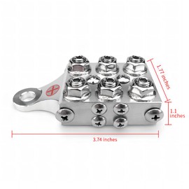 Vgate 20-Way Post Terminal Distribution Block Bus Bar, 8AWG up to 4/0(XL) AWG Gauge, for Lithium or AGM Lead Acid Battery with Bolt Down Ends or Threaded Studs, M10 or 3/8”-16