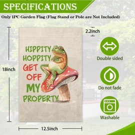 Hafhue Hippity Hoppity Get Off My Property Welcome Garden Flag, Funny Frog Outdoor Farmhouse Decoration 12x18 Inch Waterproof Double Sided Printing, No Trespassing Sign for Bedroom Yard Garage Bar