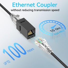 Sokqovt CAT6a RJ45 Keystone Coupler (24 Pack), Cat6a Keystone Coupler Female to Female, Cat 6 Keystone Coupler for Wall Plate & Patch Panel, Ethernet Keystone Coupler Black