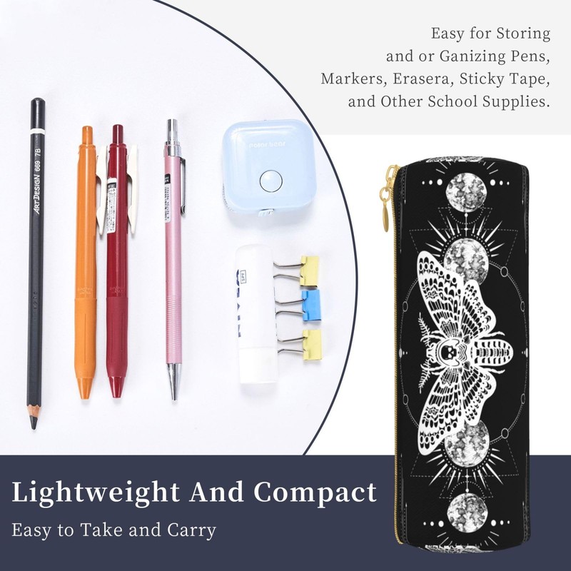 FREEHOTU Canvas Simple Moon Moth Pattern Makeup Bag Cosmetic Holder