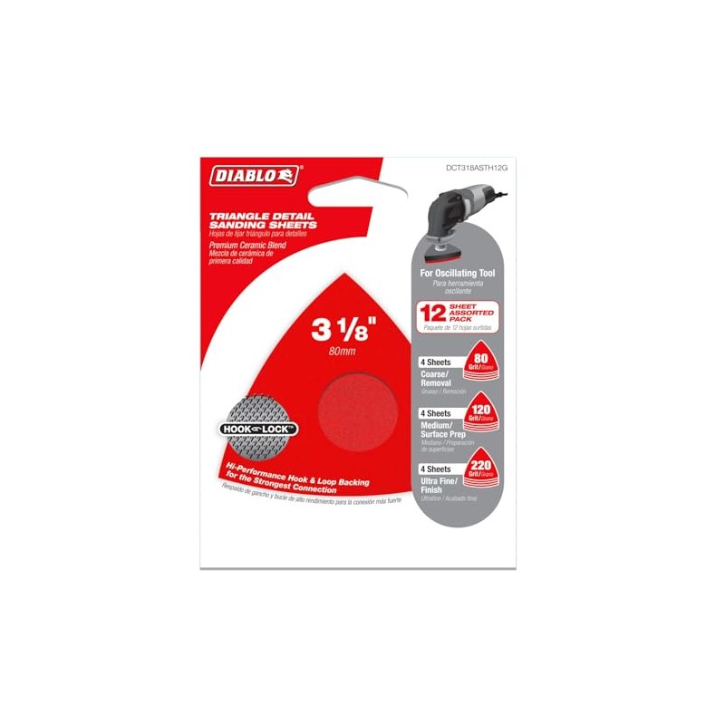 Diablo Assorted Oscillating Triangle Detail Sanding Sheets for Wood, Metal