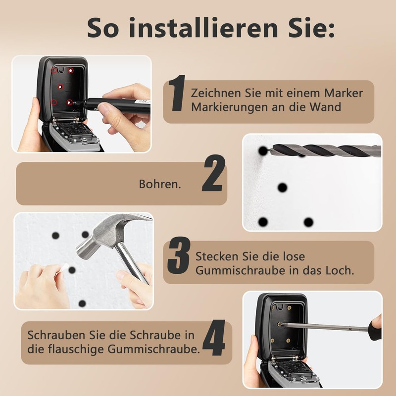 Key Safe with Number Code, Key Safe Outdoor Waterproof Key