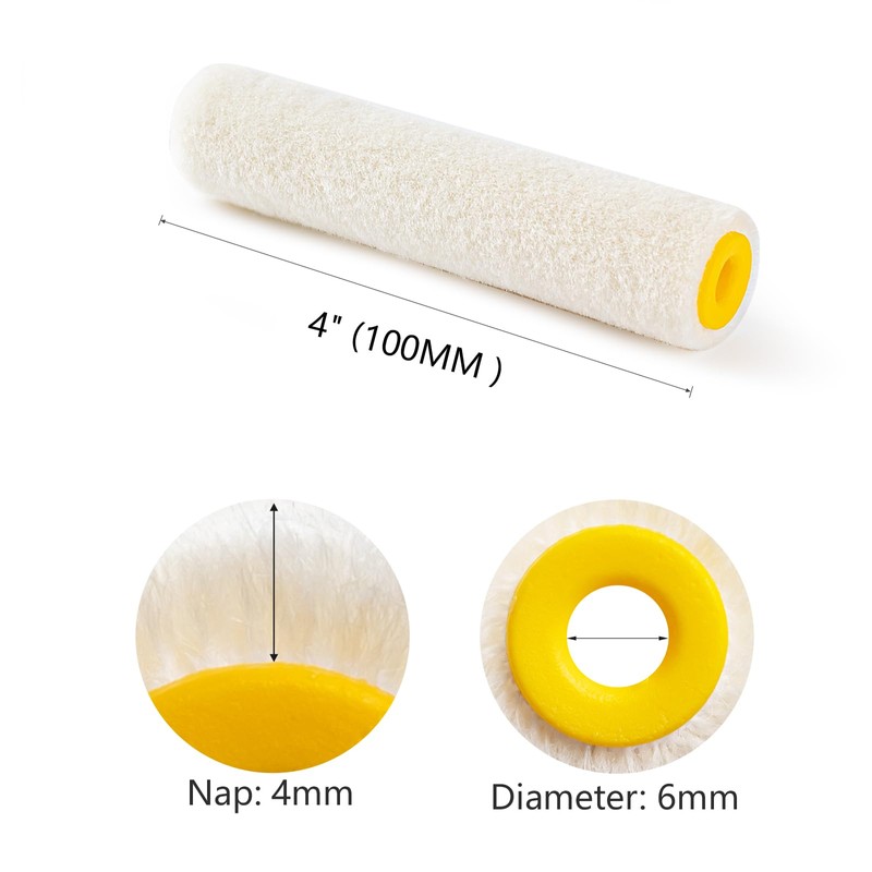 Mister Rui Paint Roller, 4 Inch Paint Roller Wool Blend,