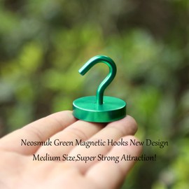 Neosmuk Magnetic Hooks, Cruise Ship Essentials, 130lb+ Heavy Duty Magnetic Hooks for Cruise Cabins, Refrigerator, Grill, Hanging, and Travel | Extra Strong Must-Haves Hook,Green, 3Pack