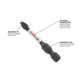 BOSCH ITP2R22B 10-Pack 2 In. Phillips/Square #2 Impact Tough Screwdriving Power Bits