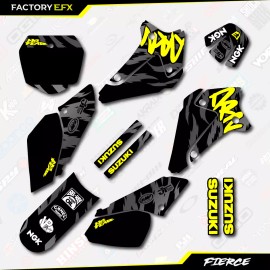 Factory EFX Black Yellow Fierce Racing Graphics Sticker Kit fits Suzuki DRZ125 01-07 DRZ 125
